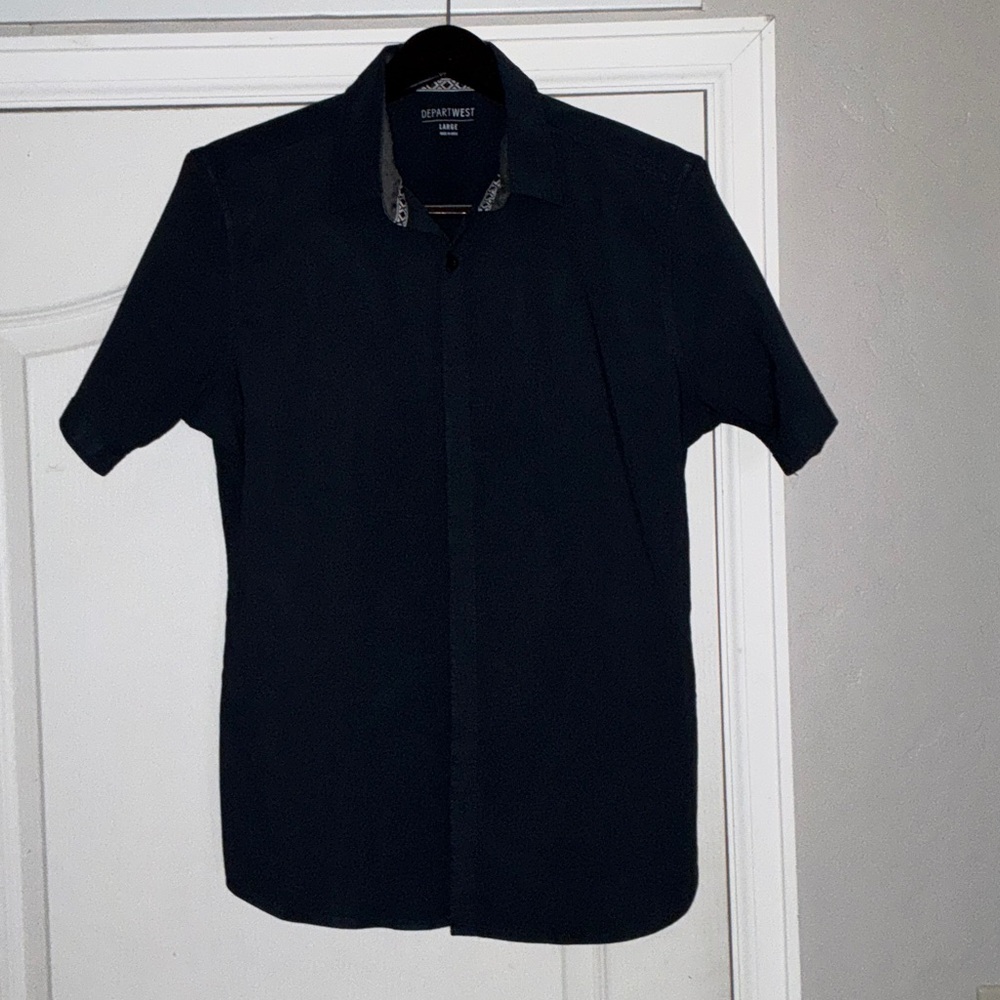 Geoffrey Beene Navy Casual Button Down Shirt